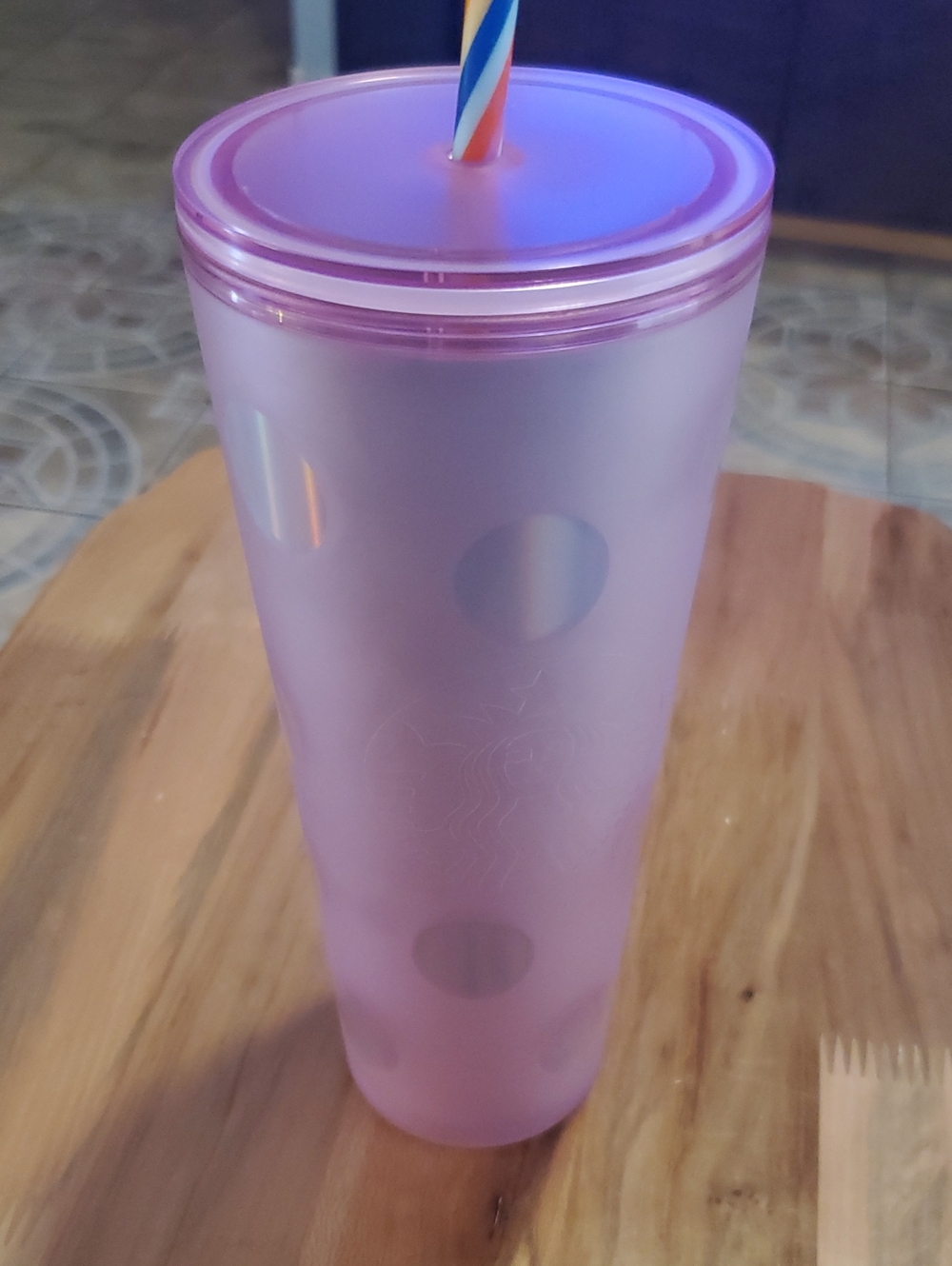 Starbucks Purple Frosted Polka Dot Tumbler with Lid & Straw